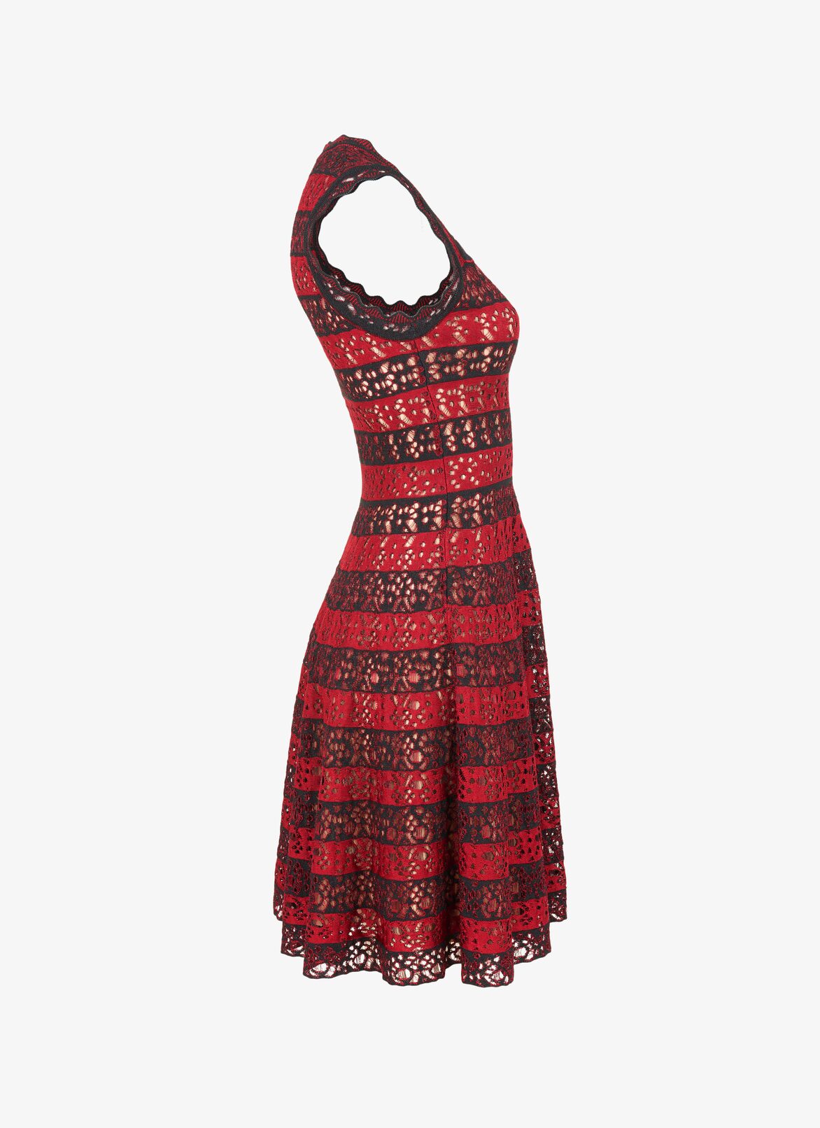 Flared Knitted Dress ALAÏA BLACK/RED FLARED KNITTED DRESS